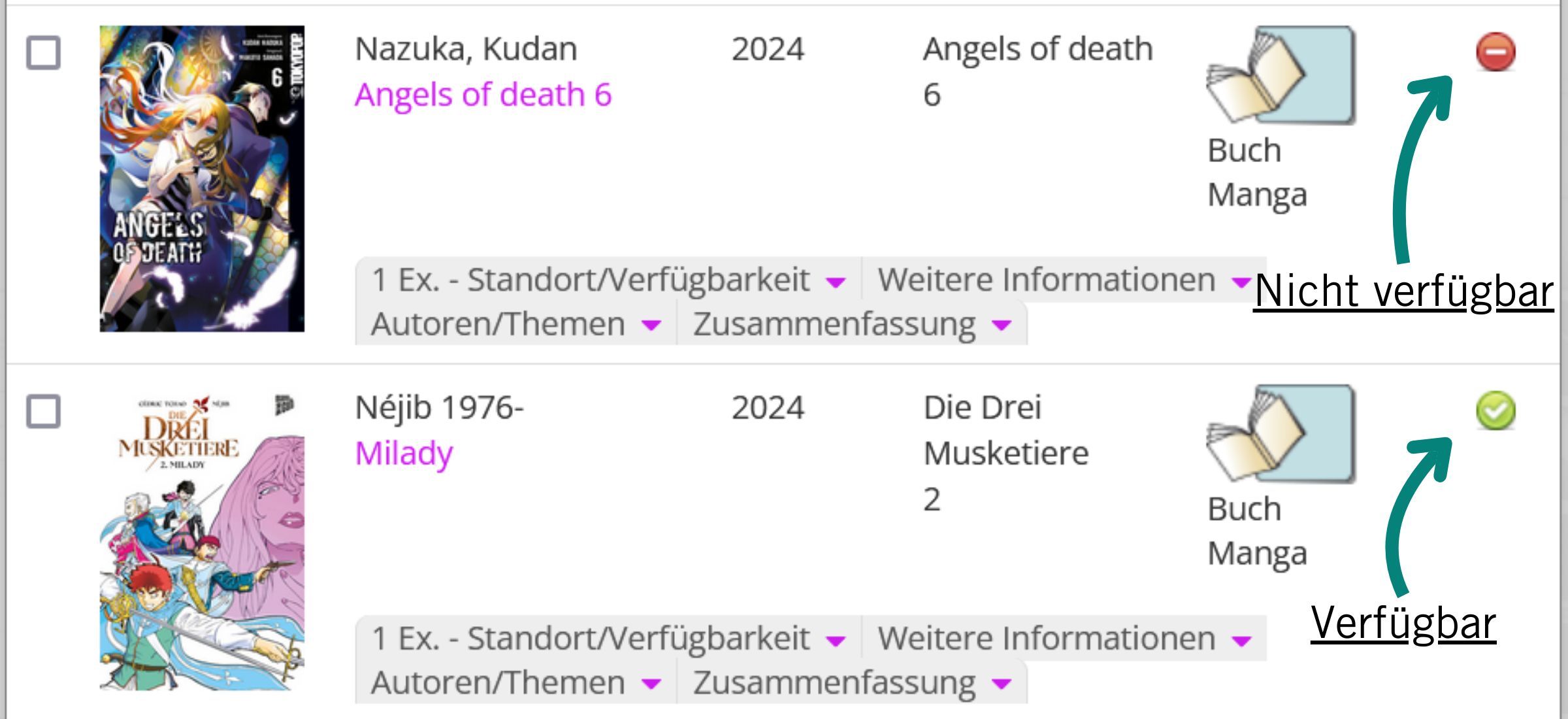 Wie sehe ich, ob ein Medium ausgeliehen ist?