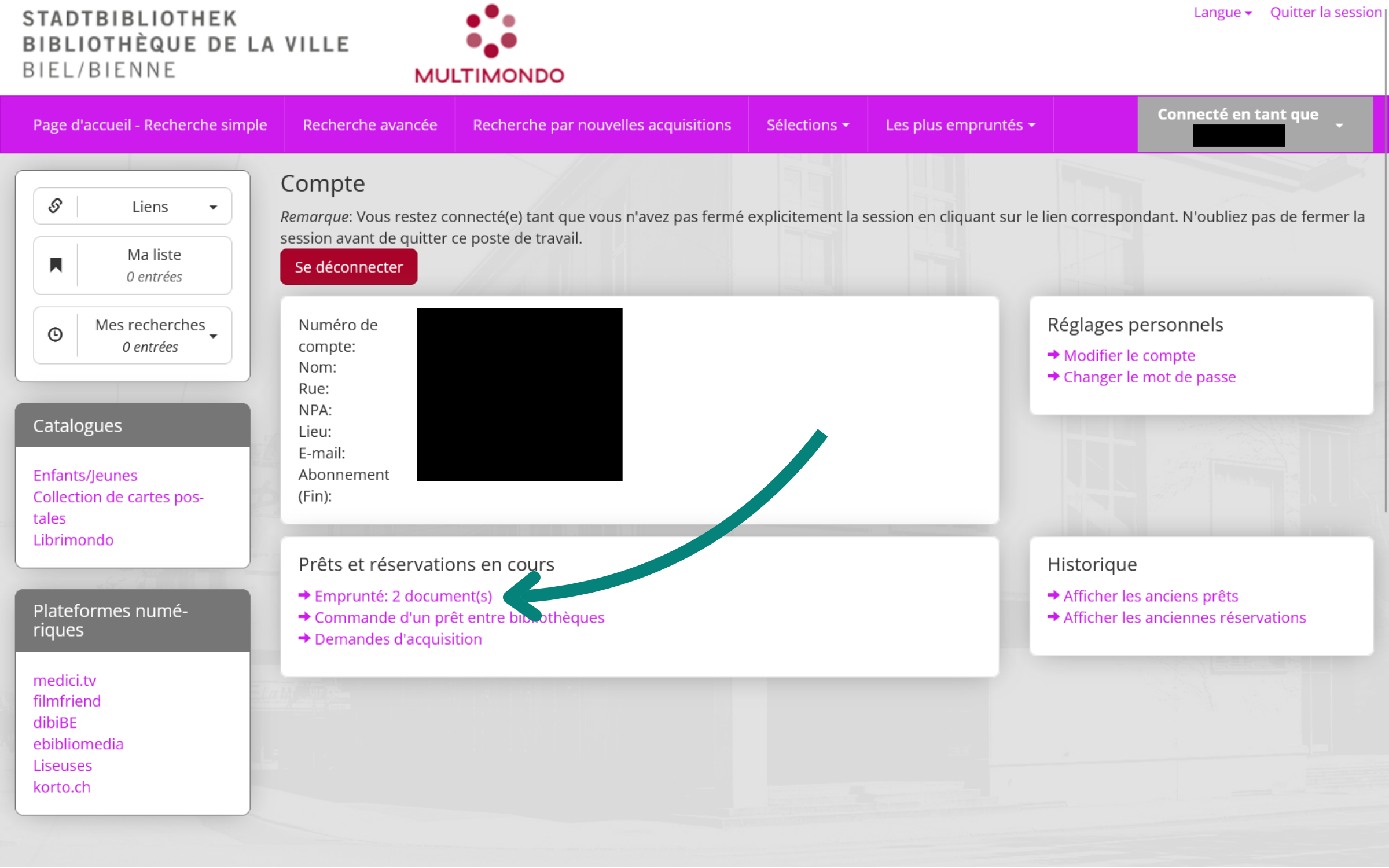 Comment savoir quels documents ai-je empruntés et quand dois-je les rendre ?